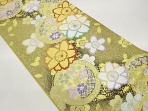 源氏車に八重桜・花弁模様織出し袋帯